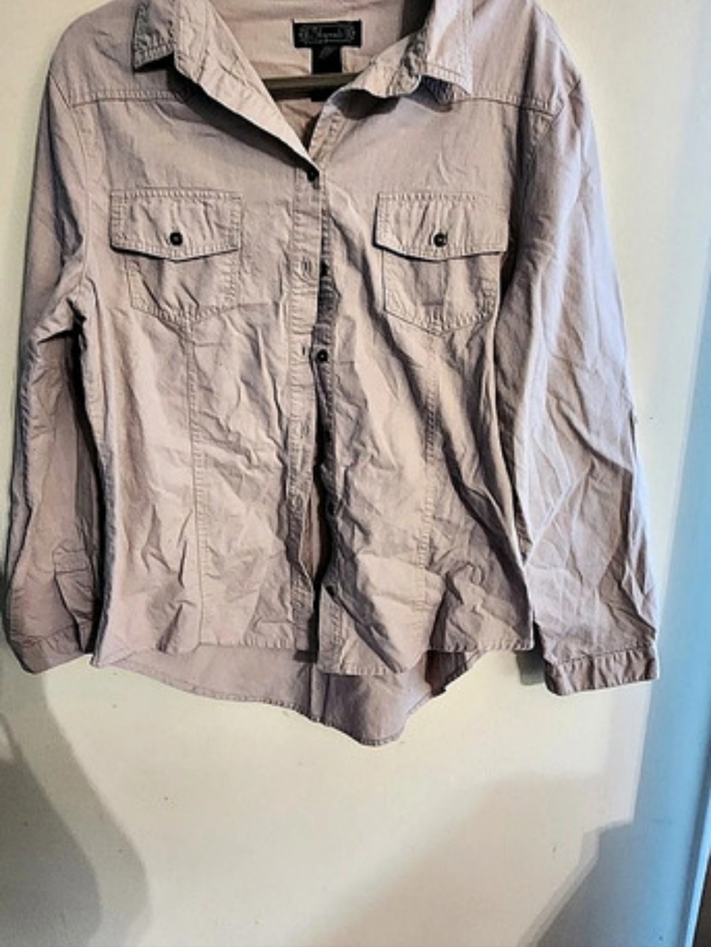 Shayanne Taupe Grey Western Button-Down Shirt Pearl Snap Fringe Back XL